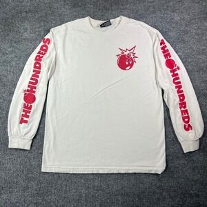 The Hundreds Adam Bomb Long Sleeve‎ Graphic T-Shirt Mens White Red Streetwear M